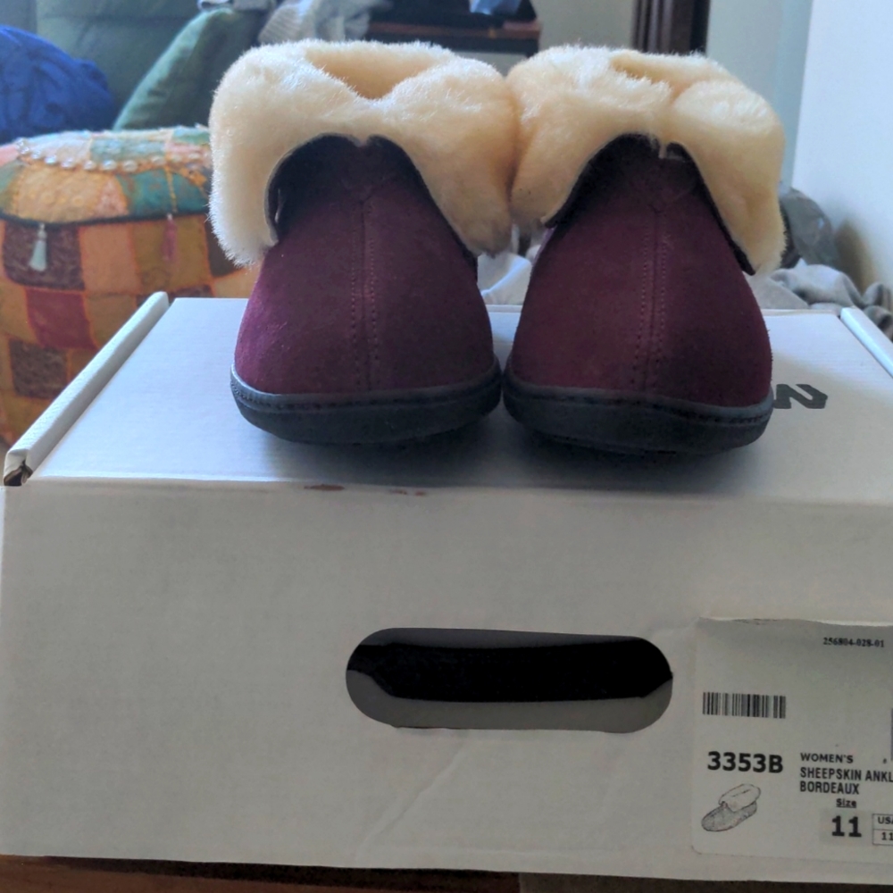 Red Shearling Booties Size 9